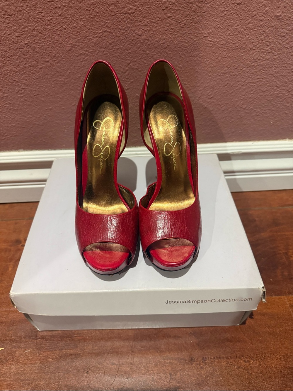 Jessica Simpson Red Open-Toe Platform Pumps